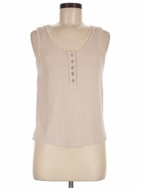 New: POL “Delicate Charm” Lace Inset Front Button Detail  Boho Tank Top• Medium